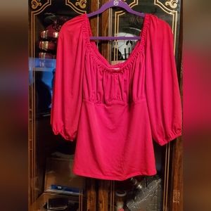 PEASANT TOP VACATION BLOUSE IN Red VIXEN BY MICHELINE PITT